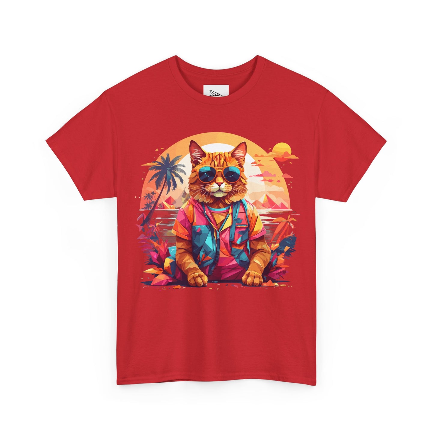 Tropical Cat Unisex Heavy Cotton Tee