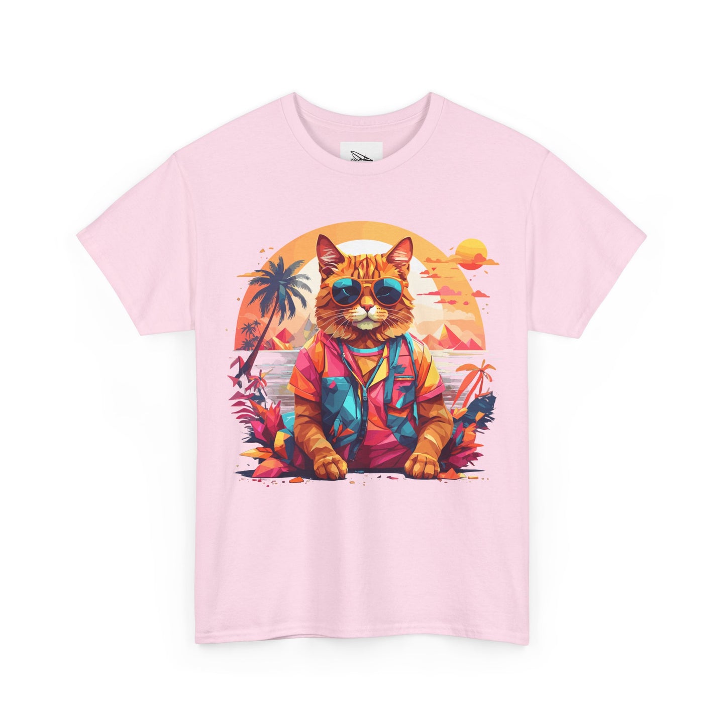 Tropical Cat Unisex Heavy Cotton Tee