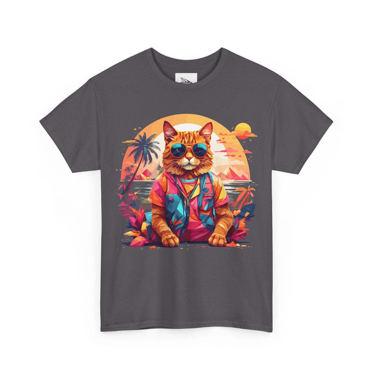 Tropical Cat Unisex Heavy Cotton Tee