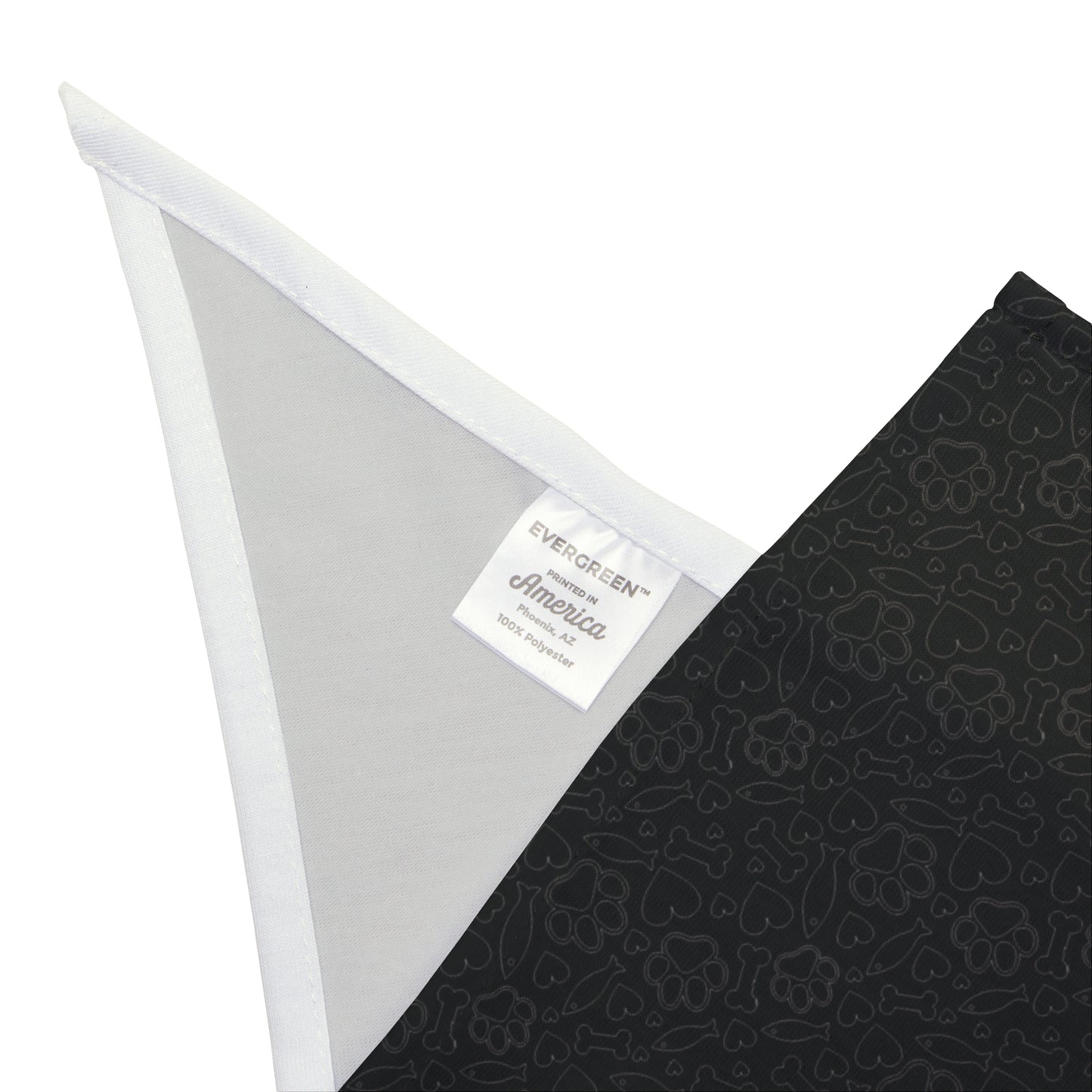 Fish Bone Heart Print Pet Bandana Black - Stylish Accessory for Dogs and Cats
