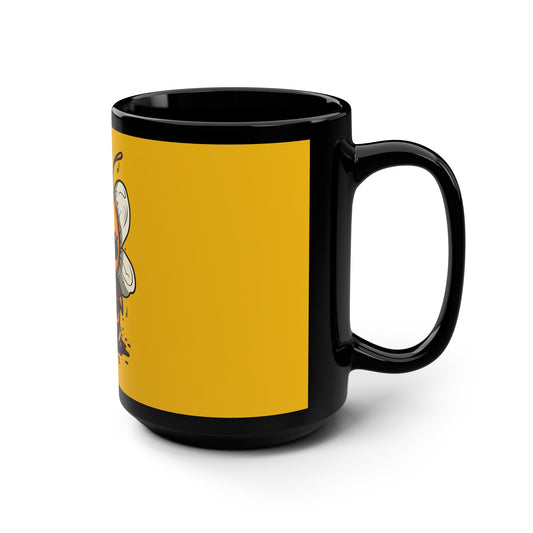 Bumble "Honey" Bee Black Mug, 15oz