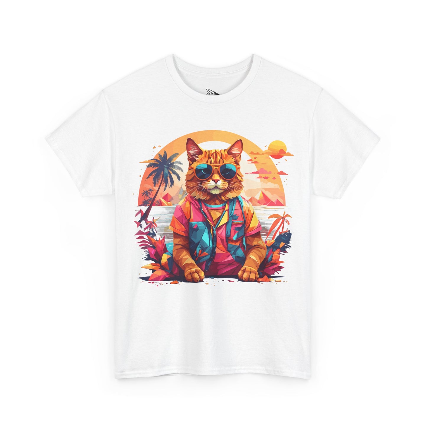 Tropical Cat Unisex Heavy Cotton Tee