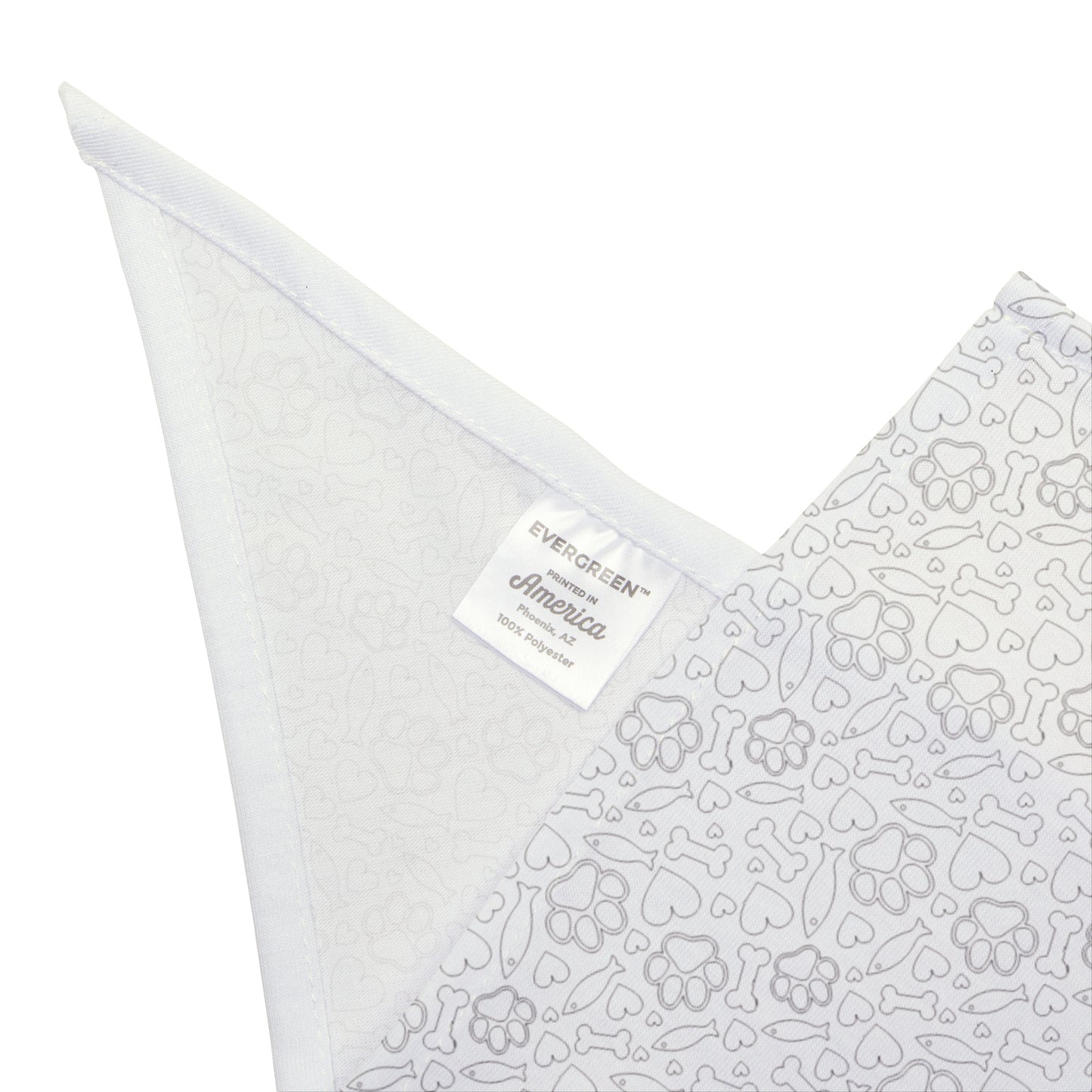 Fish bone heart Print Pet Bandana White - Stylish Accessory for Dogs and Cats