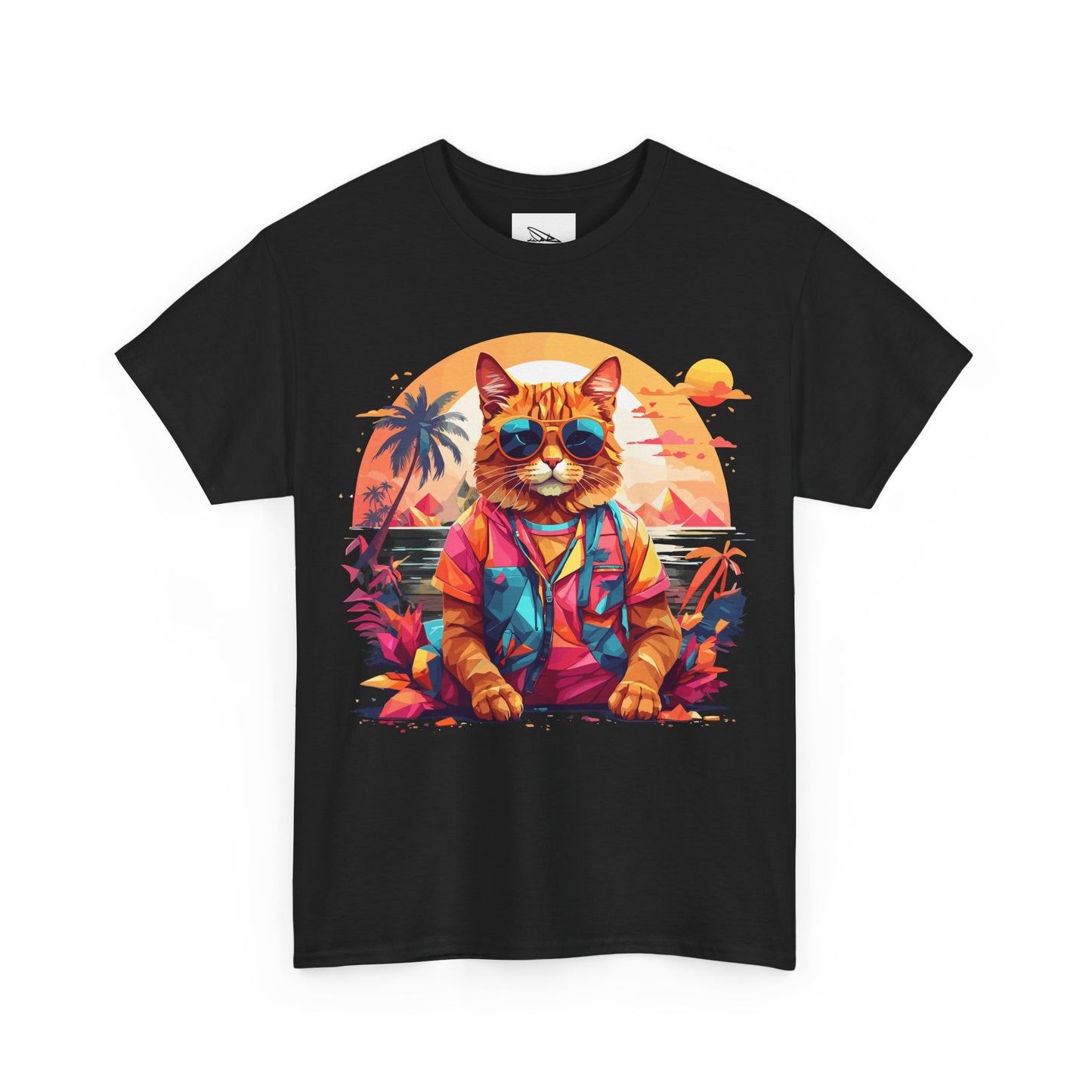Tropical Cat Unisex Heavy Cotton Tee