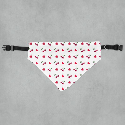 Cherry Heart Clip-on Pet Bandana - Festive Dog Neckwear for Celebrations
