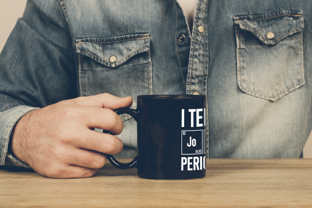Dad Joke Mug, Funny Black Coffee Cup for Fathers, Great Gift for Dads, Science Lover Present, Periodic Table Design