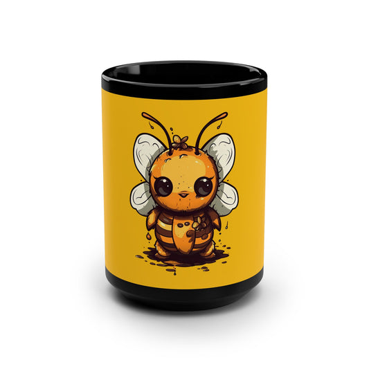 Bumble "Honey" Bee Black Mug, 15oz