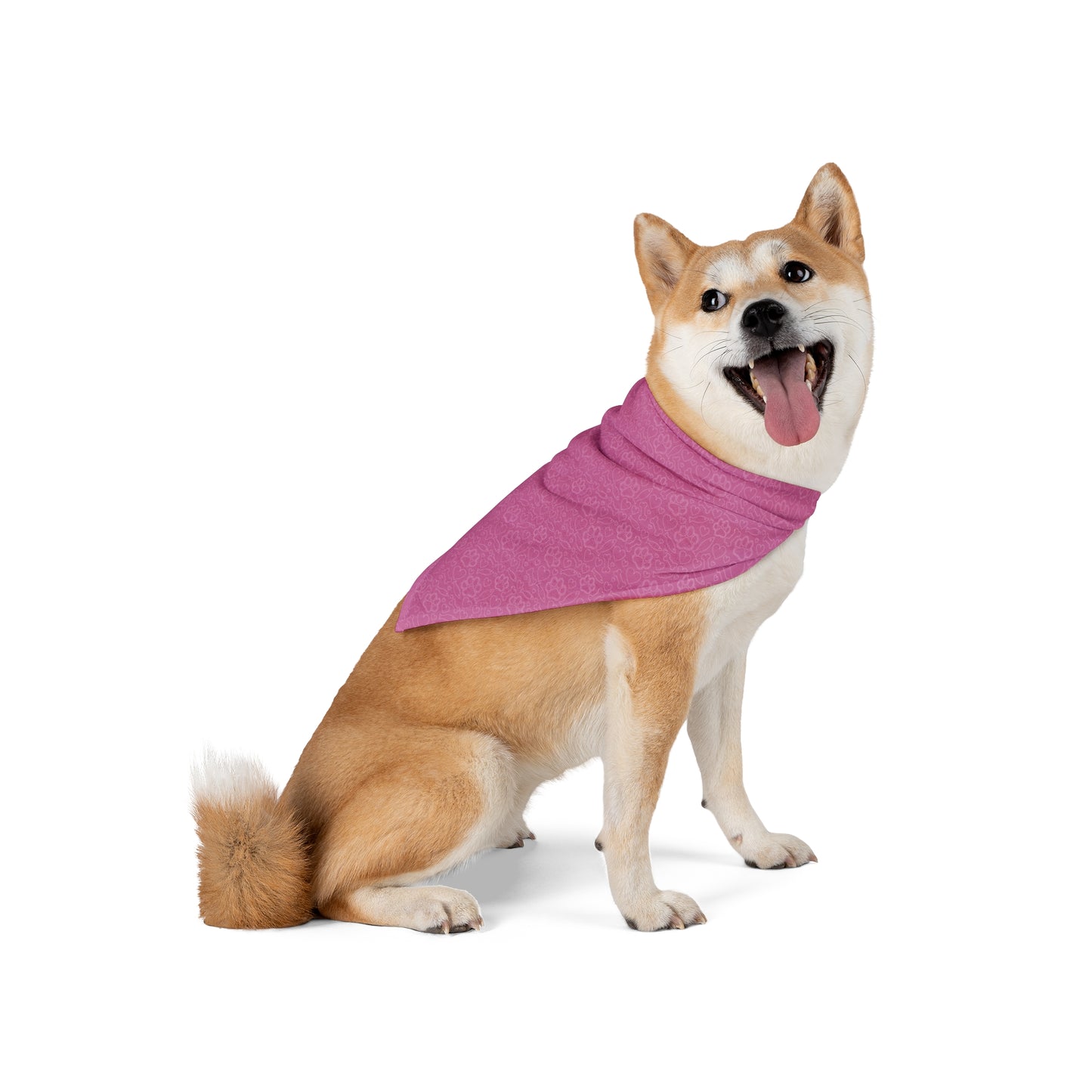 Fish Bone Heart Print Pet Bandana Pink - Stylish Accessory for Dogs and Cats