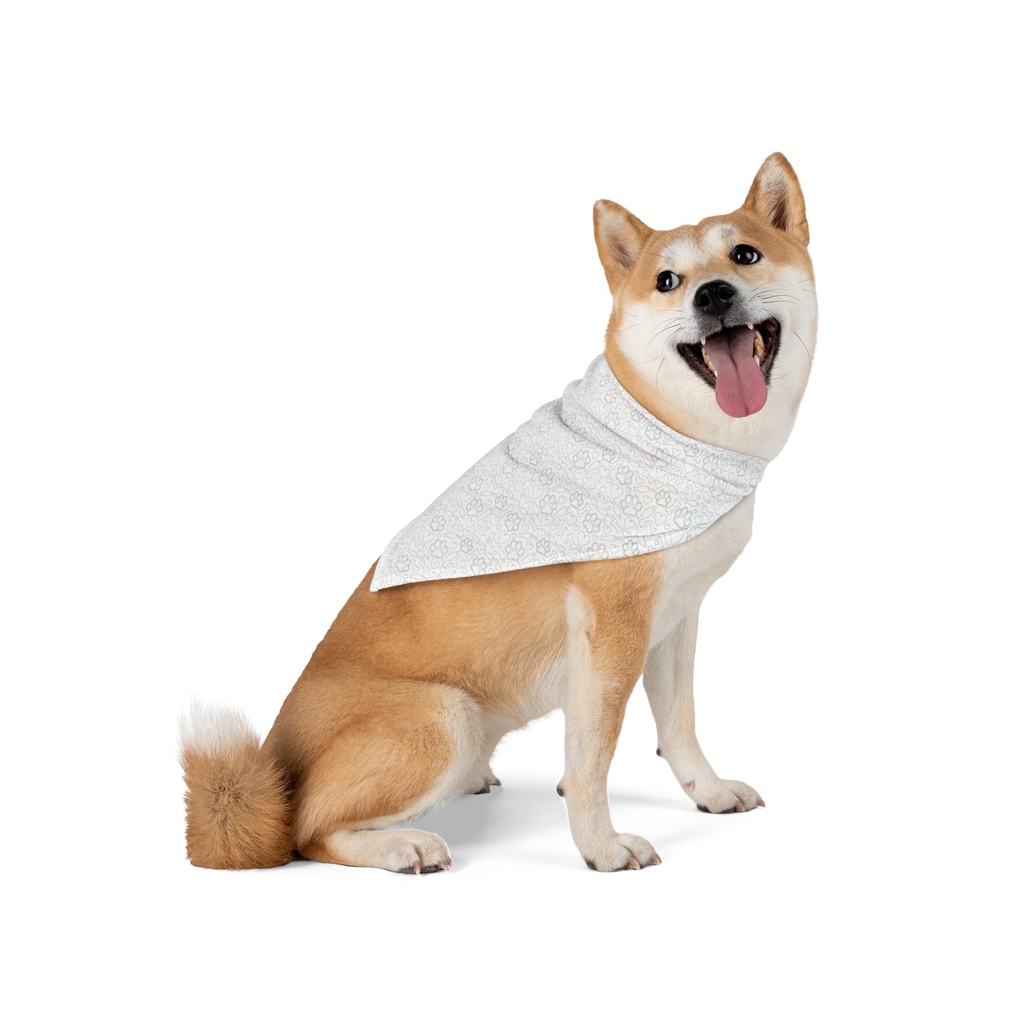 Fish bone heart Print Pet Bandana White - Stylish Accessory for Dogs and Cats